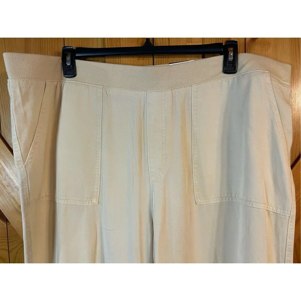 St. John's Bay Wide Leg High Rise Plus Crop 2X nwt Birch (0192)
